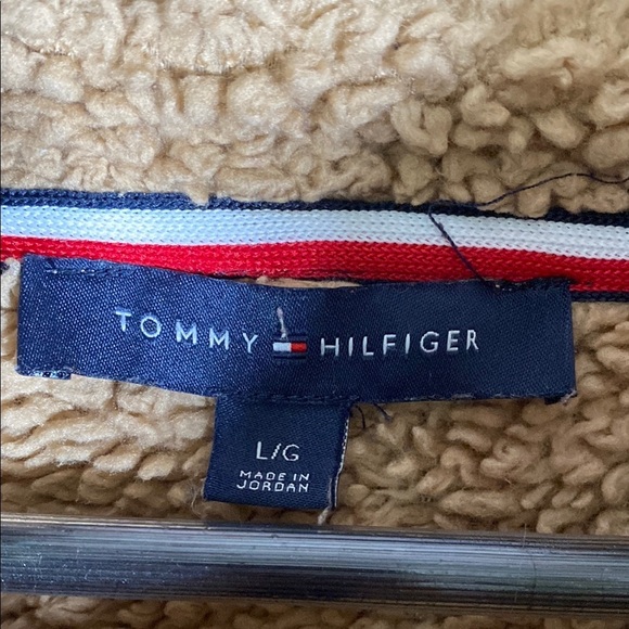 Tommy Hilfiger Tan Sherpa Fleece Pullover 1/4 Zip Large Cozy Winter Sweater - Picture 2 of 10